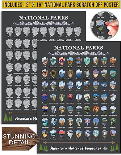 Miniatura 2 de Póster de mapa para raspar de los Estados Unidos, incluye los 63 parques nacionales de Estados Unidos, 42 monumentos de Estados Unidos y 15