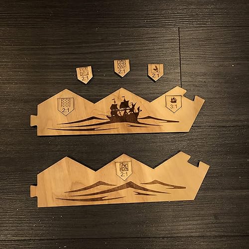 Miniatura 4 de Wooden Game Board With Custom Laser Etched Terrain, Border and Number Tokens Compatible with Settlers of Catan Wooden Board Game