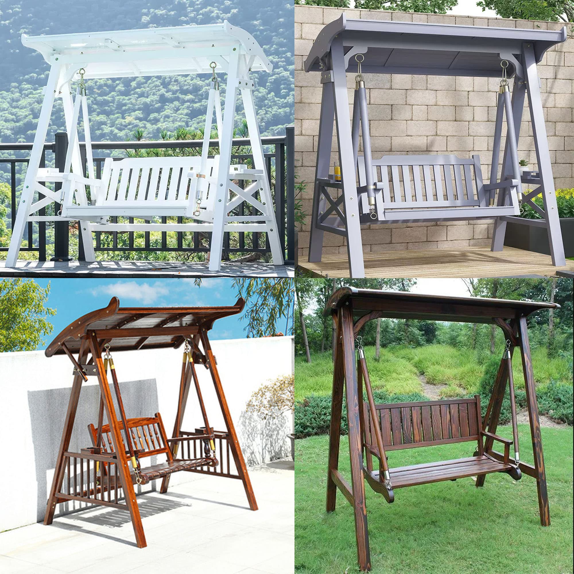 Cuscino impermeabile per dondolo a 2/3 posti, spesso, di ricambio, con schienale, per esterni, patio, giardino, lavabile, 100 x 100 x 10 cm, marrone