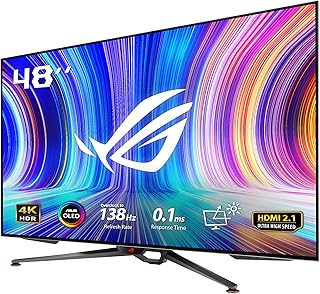 ASUS ROG Swift OLED PG48UQ gaming monitor – 47.5-inch 4K, OLED, 138Hz (OC), 0.1 ms(GTG), G-SYNC compatible, anti-glare, custom heatsink, uniform brightness, 98% DCI-P3, HDMI 2.1, DisplayPort 1.4