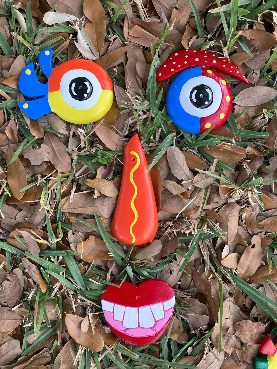 ARCUZ Tree Face Sculpture, Tree Face Decor Outdoor, Outdoor Garden, Funny Tree Faces Sculpture,Colorful Fence Decorations Outdoor, Yard and Garden Decor, Handmade by Artist