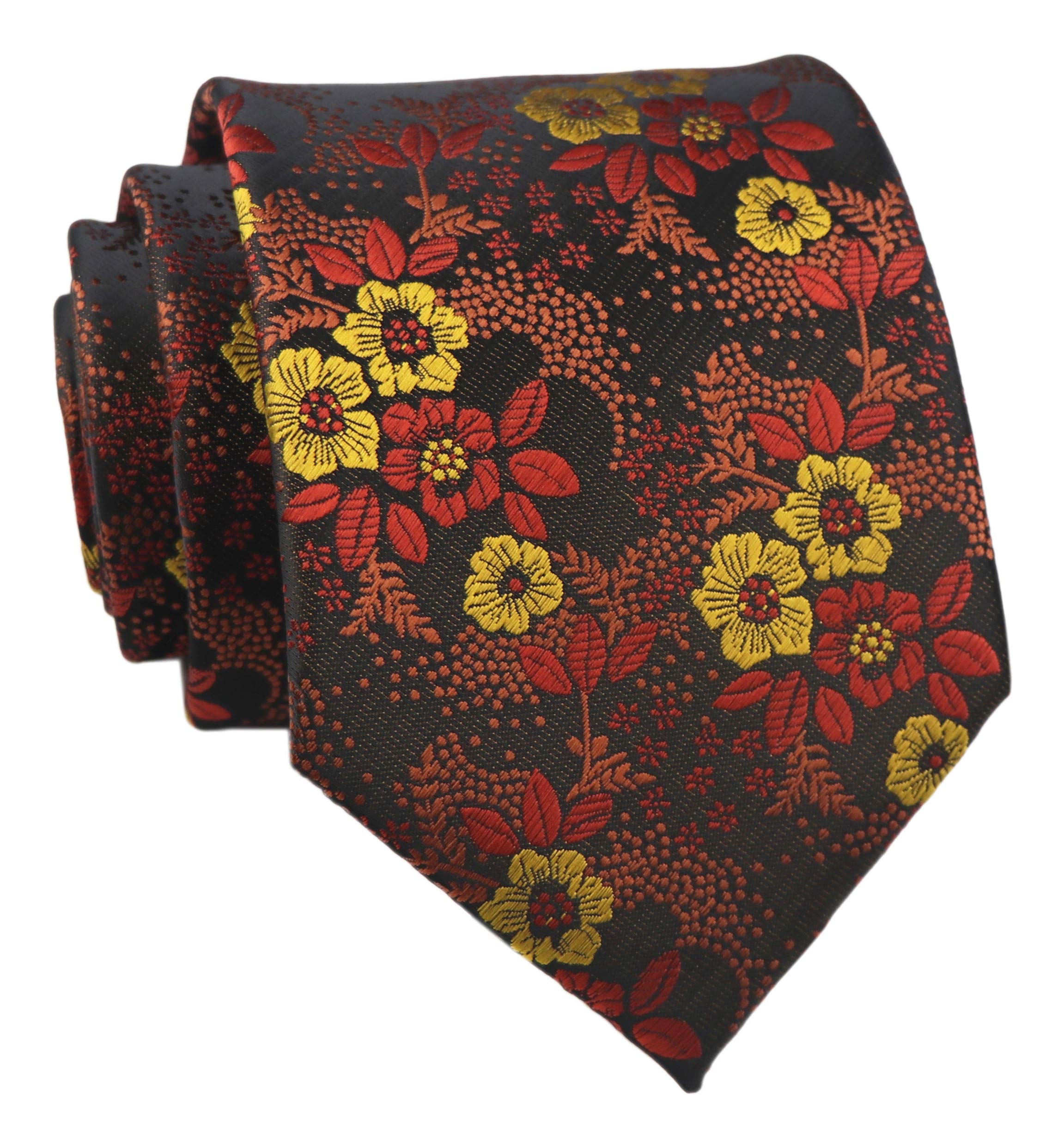 Elfeves Men's Tie Cravat Jacquard Luxury Small Floral Pattern Wedding Necktie