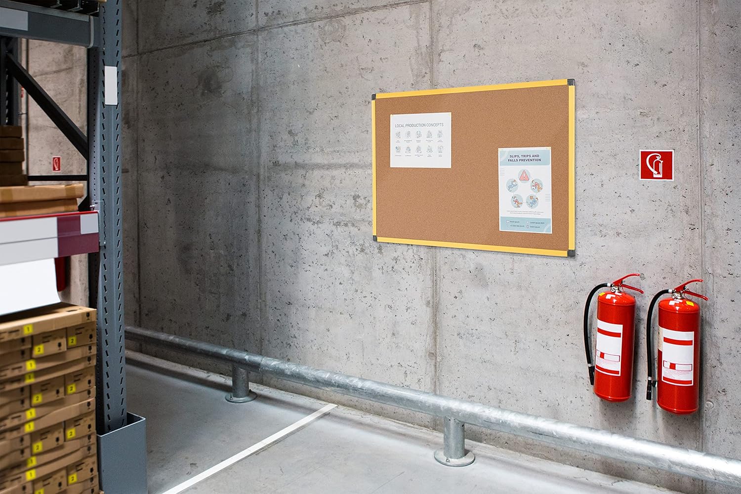 Bi-Office Cork Notice Board 600x450 mm Ultrabrite Yellow Aluminium Frame 90 x 60 cm