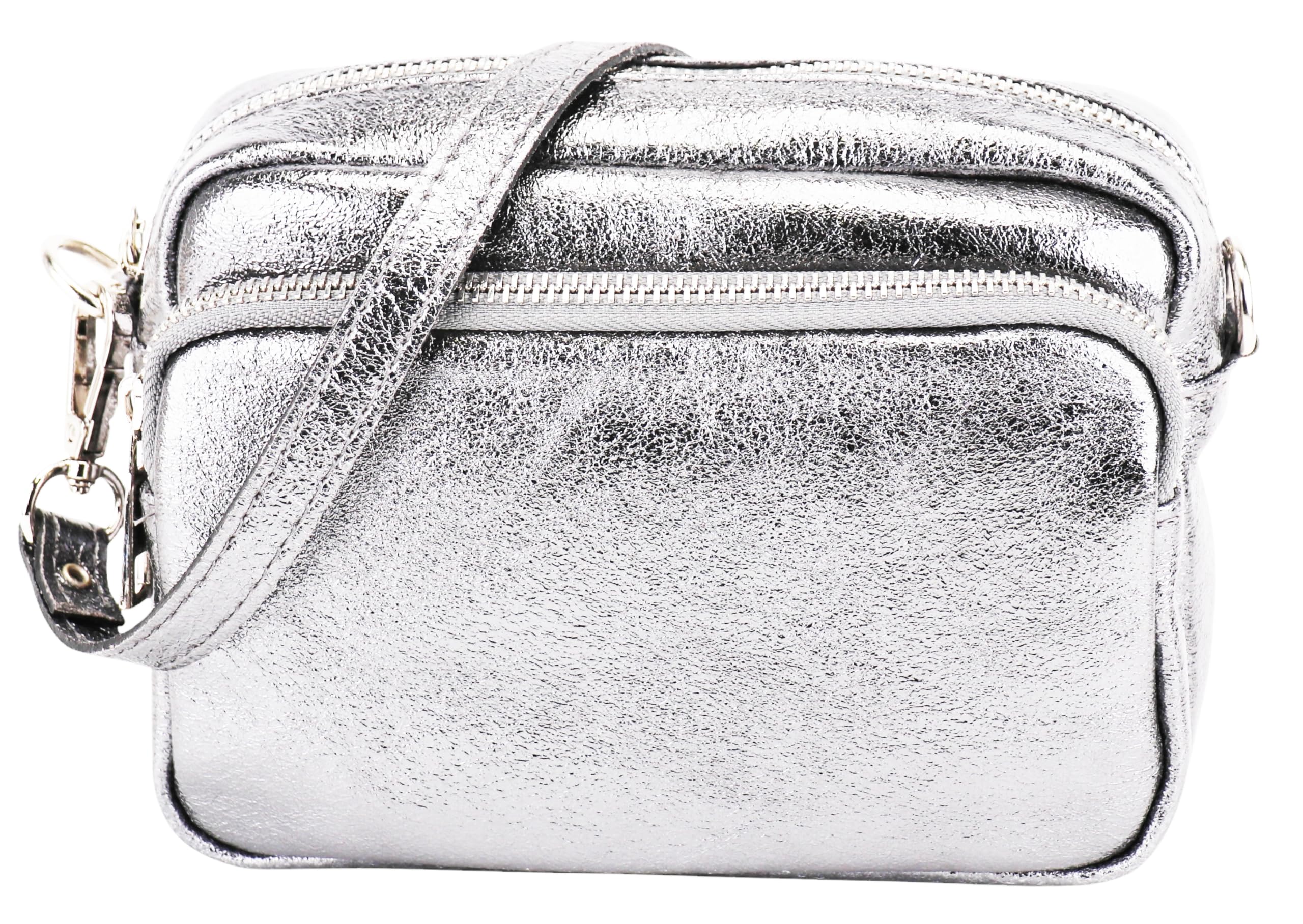 SH Leder Echtleder Umhängetasche Clutch kleine Tasche Abendtasche Alltagstasche mit Verstellbar Schultergurt 18x13cm Pia G394