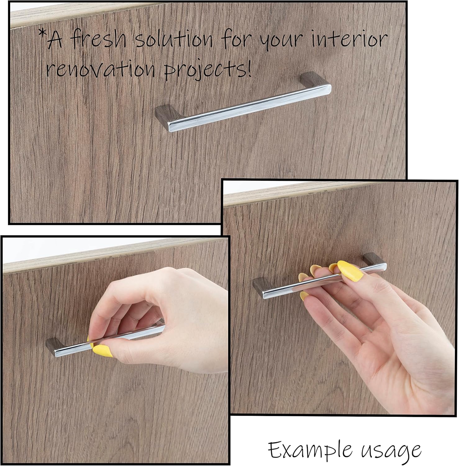 AERZETIX - C41594 – Set of 5 Furniture Handles Wheelbase 96 mm – Door Cupboard Drawer Interior Decoration Kitchen Living Room Assembly – Metal – Chrome Finish