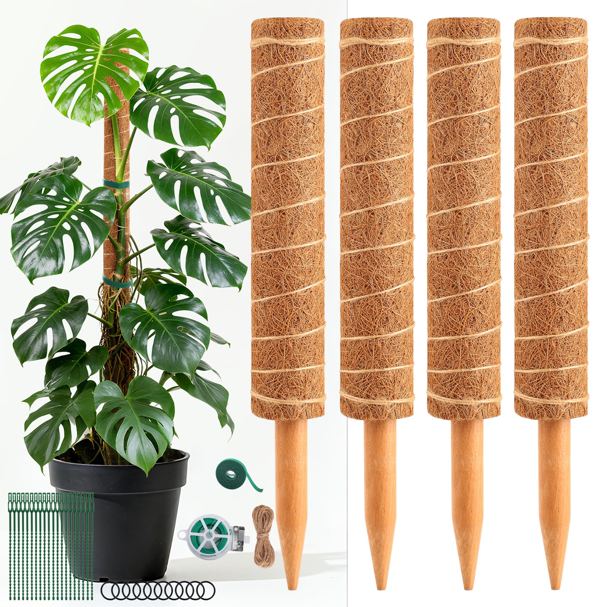 WAENLIR 48 Inch Monstera Plant Support 4 Pack