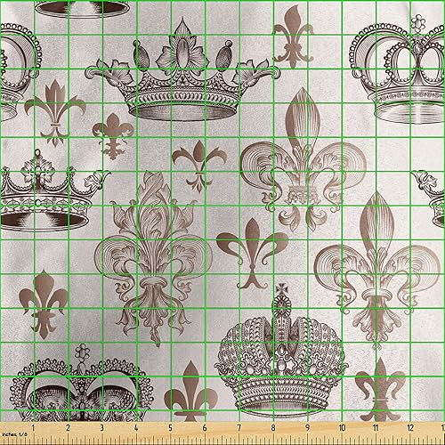 Miniatura 519 de Lunarable - Tela para amantes de perros de The Yard, patrón divertido de animales de dibujos animados en posiciones caprichosas estirando y Beige y