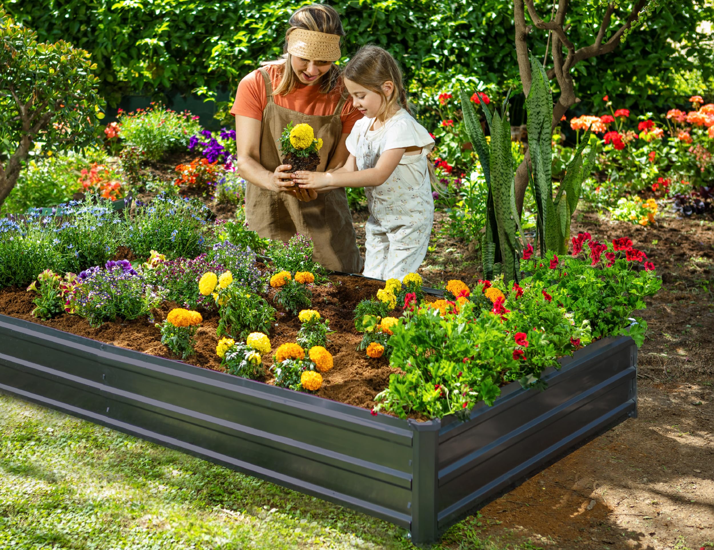 6x3ft Metal Planter Box Plant & Plot Galvanized Raised Garden Beds ...