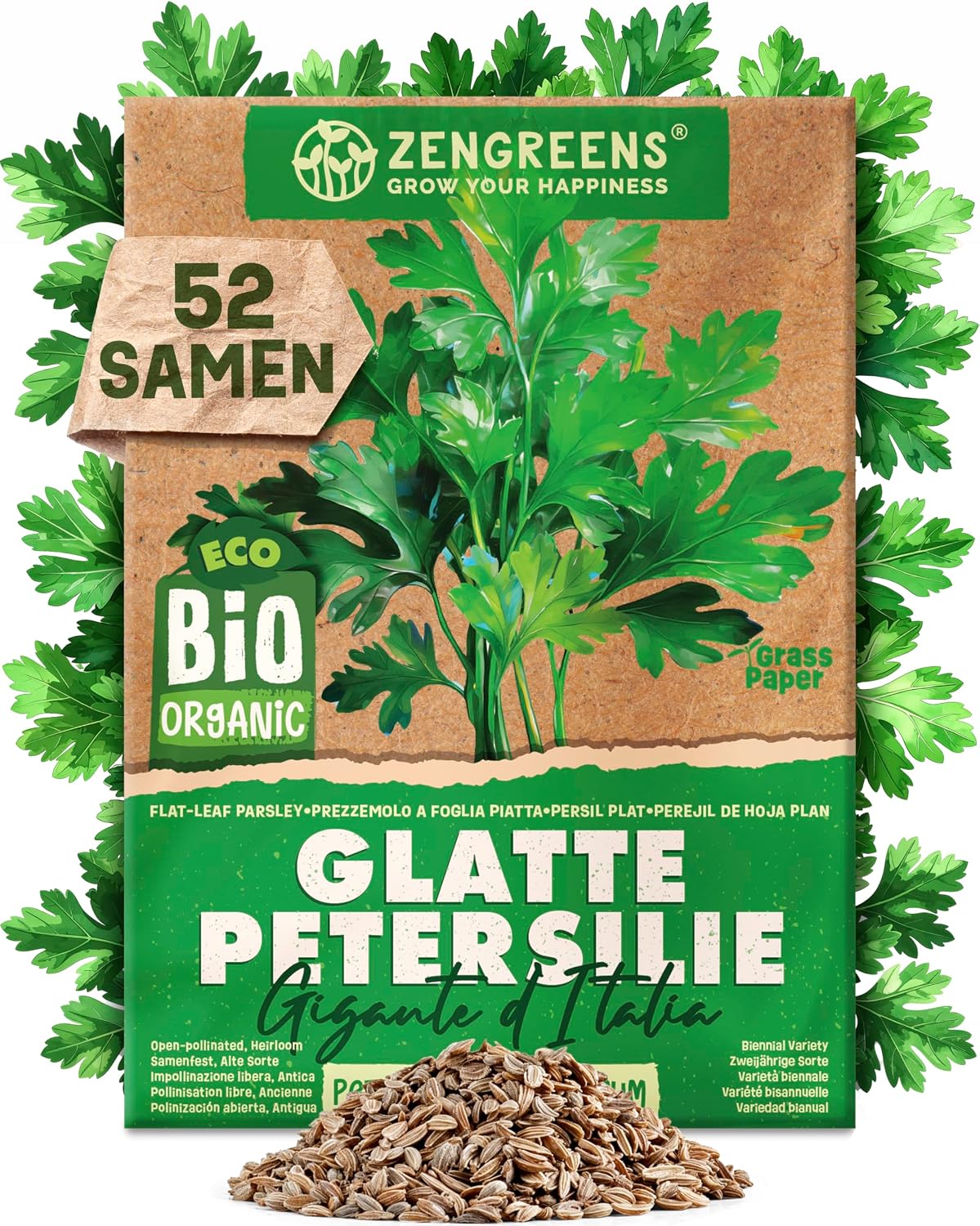 ZenGreens® - Organic Parsley Seeds - Parsley Seeds - Herb Seeds for Easy Growing in the Garden, Balcony or Kitchen - Herb Seeds Ideal for Beginners - Parsley Seeds