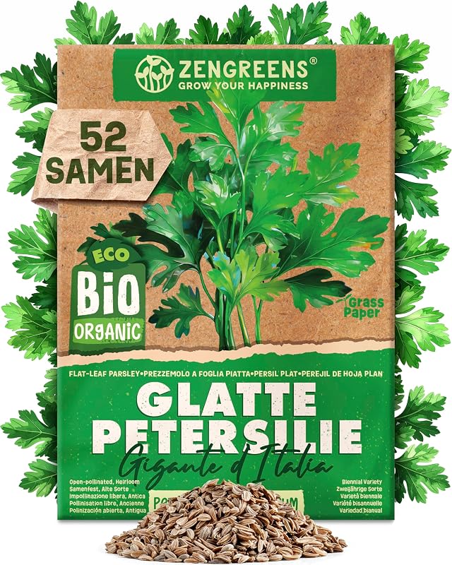 ZenGreens® - Bio Petersilie Samen - Petersiliesamen - Kräutersamen für den einfachen Anbau im Garten, Balkon oder Küche - Kräuter Saatgut ideal für Anfänger - Peterling