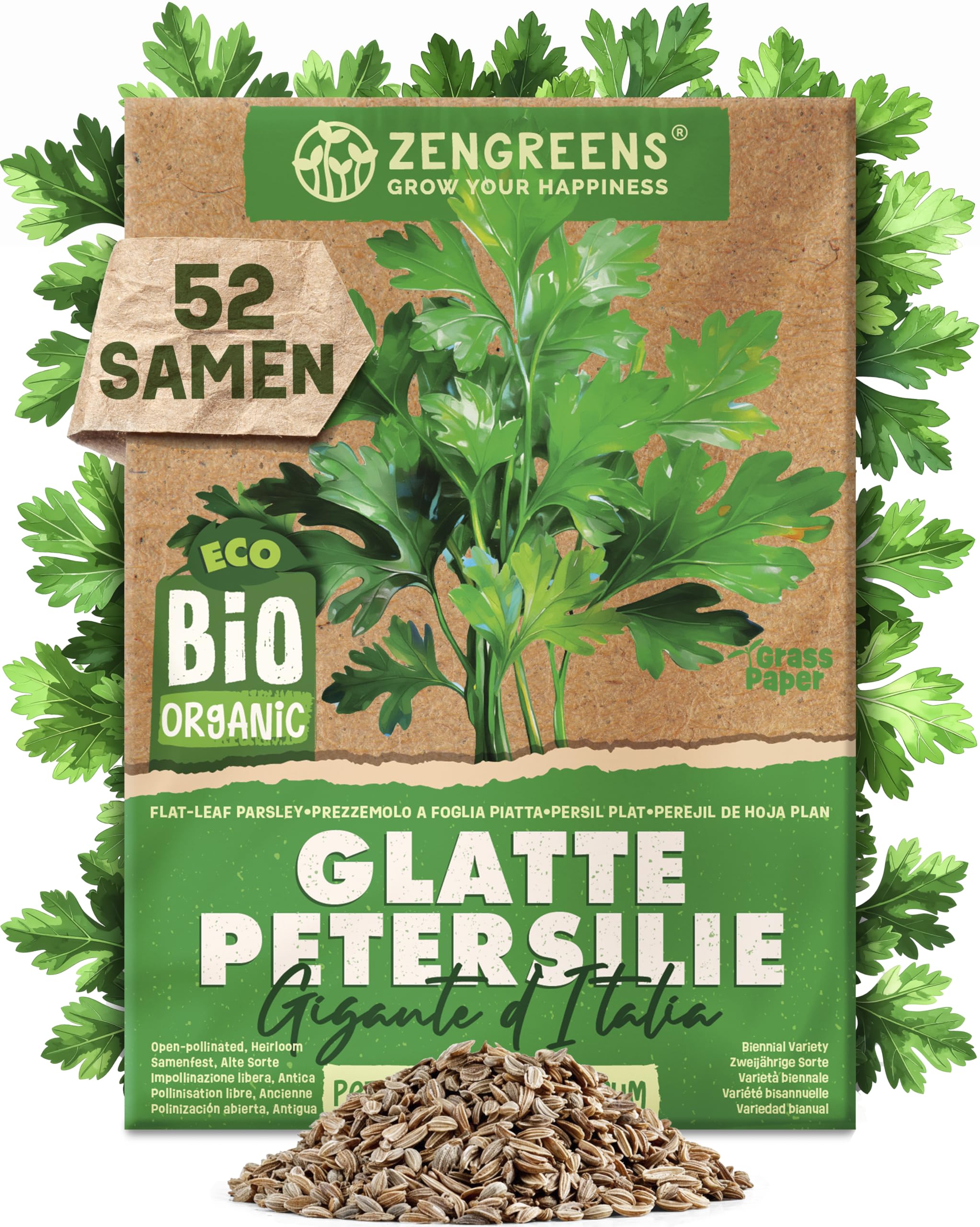 ZenGreens® - Bio Petersilie Samen - Petersiliesamen - Kräutersamen für den einfachen Anbau im Garten, Balkon oder Küche - Kräuter Saatgut ideal für Anfänger - Peterling