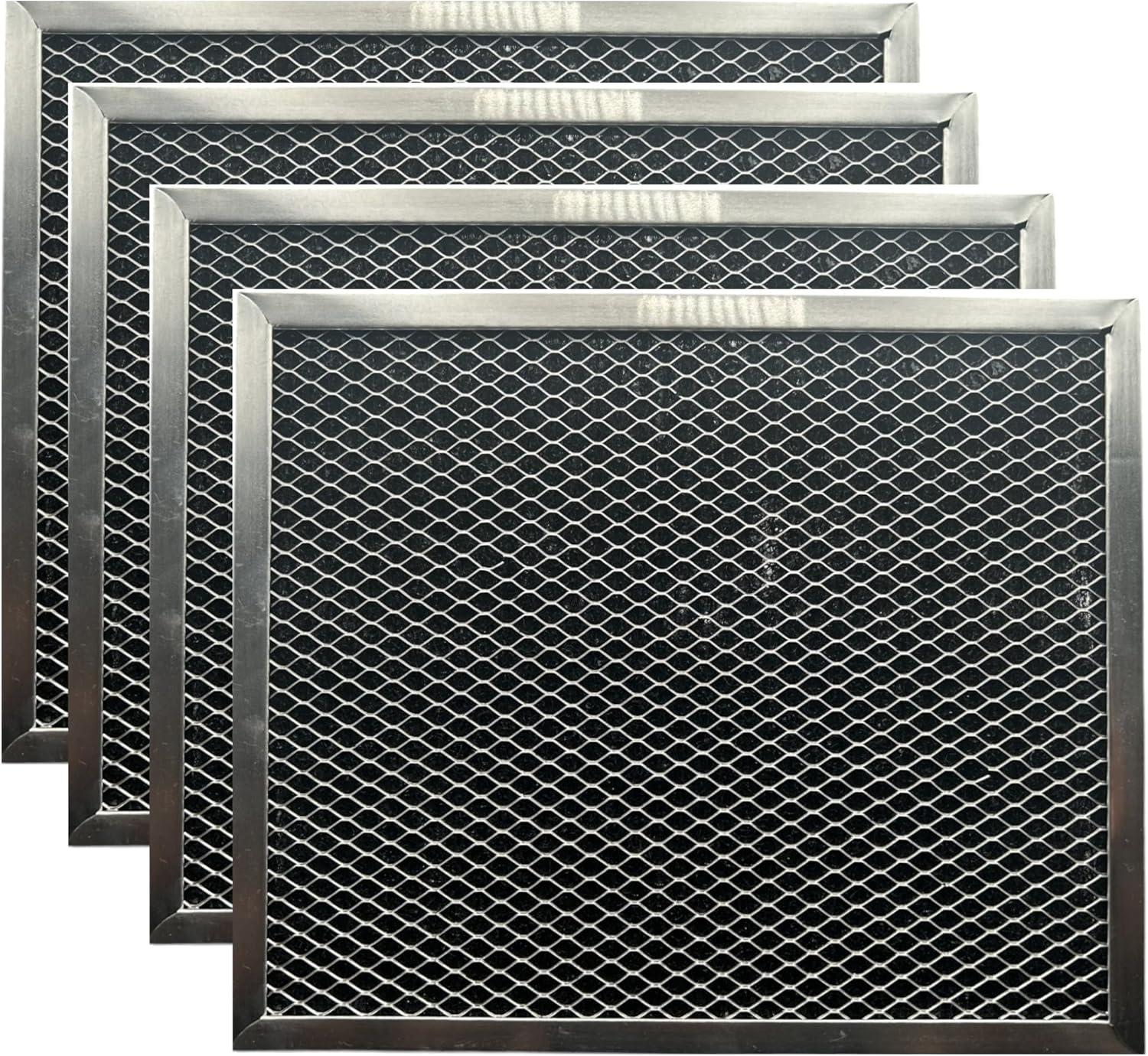 WINDON BAY 4-Pack Charcoal Range Hood Filters – Compatible with Broan 39000, 51000, 53000 Series – 8.75" x 10.5" Aluminum Grease & Smoke Trap Insert for Ductless Kitchen Hoods