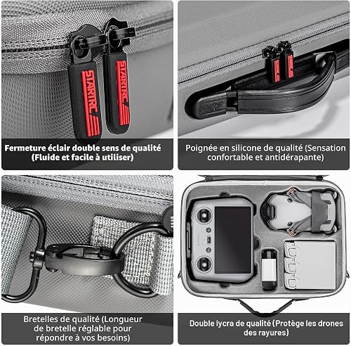 STARTRC Carrying Case for DJI Mini 4 Pro Accessories, Portable Travel Bag for DJI Mini 4 Pro Fly More Combo - Drone Shoulder Bag, Gray, Suitcase Set - 4