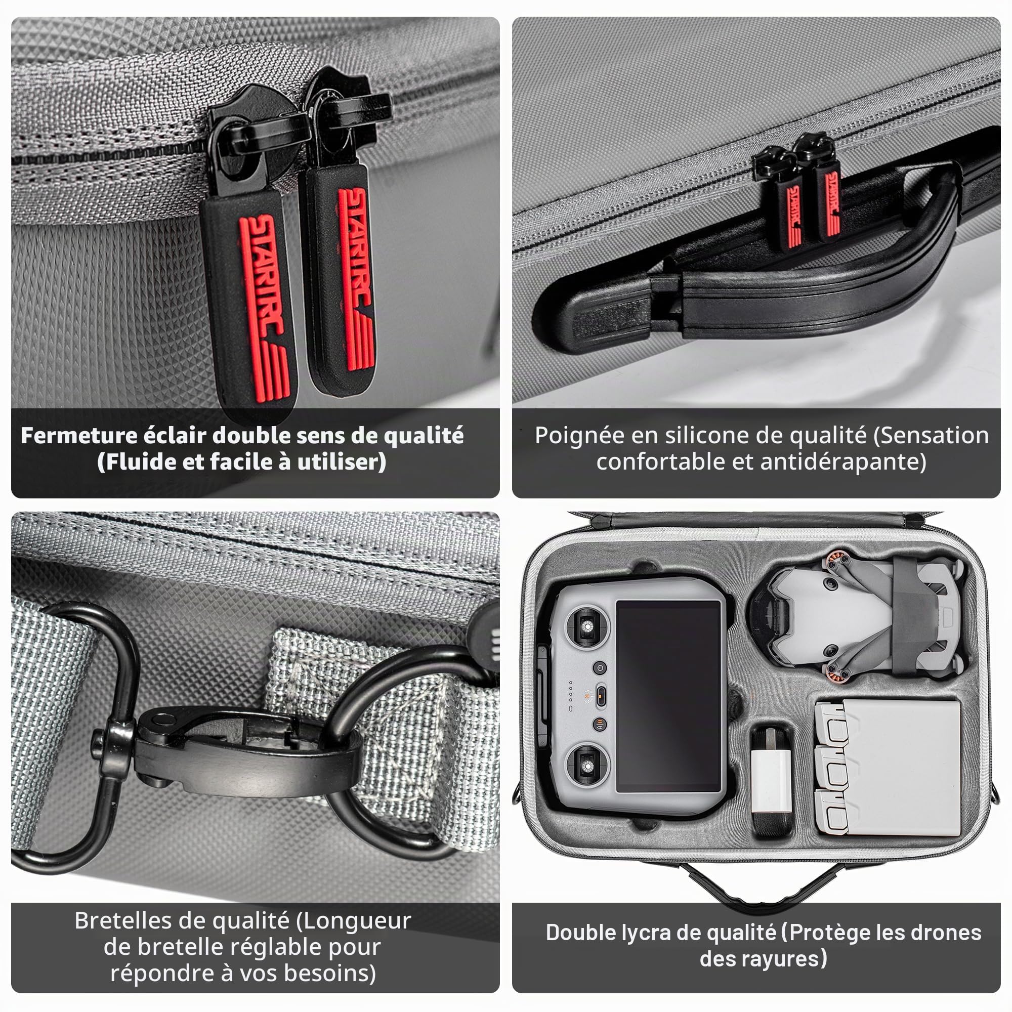 STARTRC Mini 3 Sac de Voyage Portable pour DJI Mini 3/4 Pro Fly More Combo Étui pour Manette DJI RC 2/RC Controller