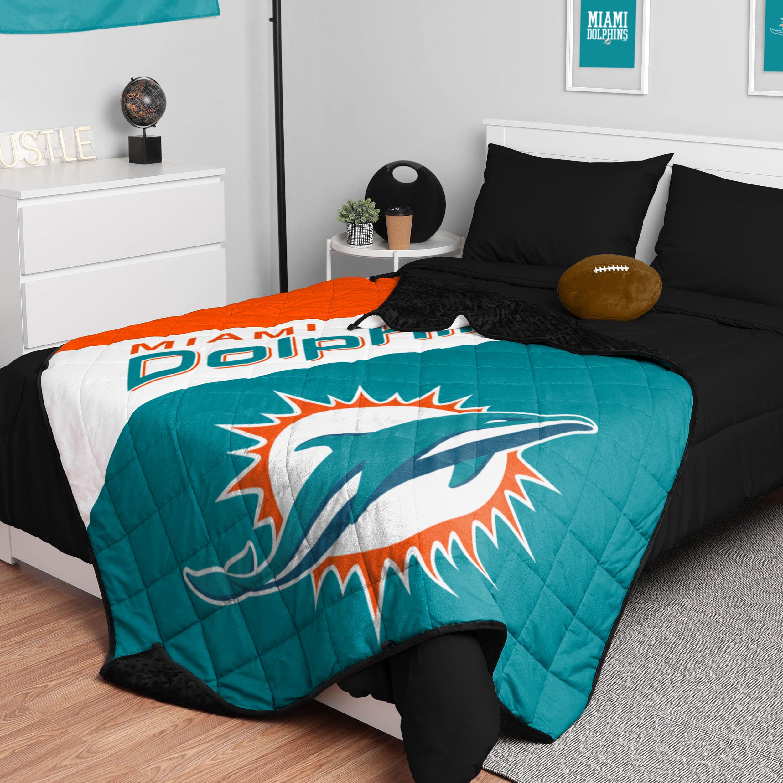 FOCO Miami Dolphins NFL Team Color Wordmark Weighted Blanket