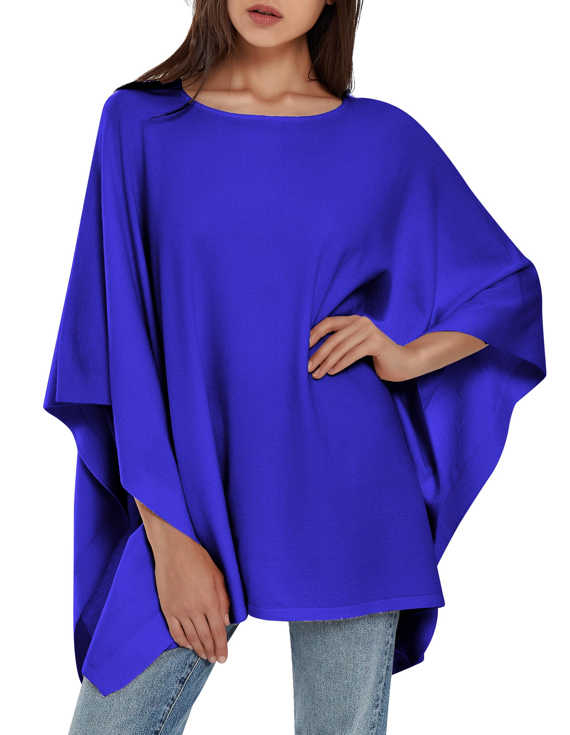 PULI Women's Pullover Poncho Sweater Knit Layering Top Travel
