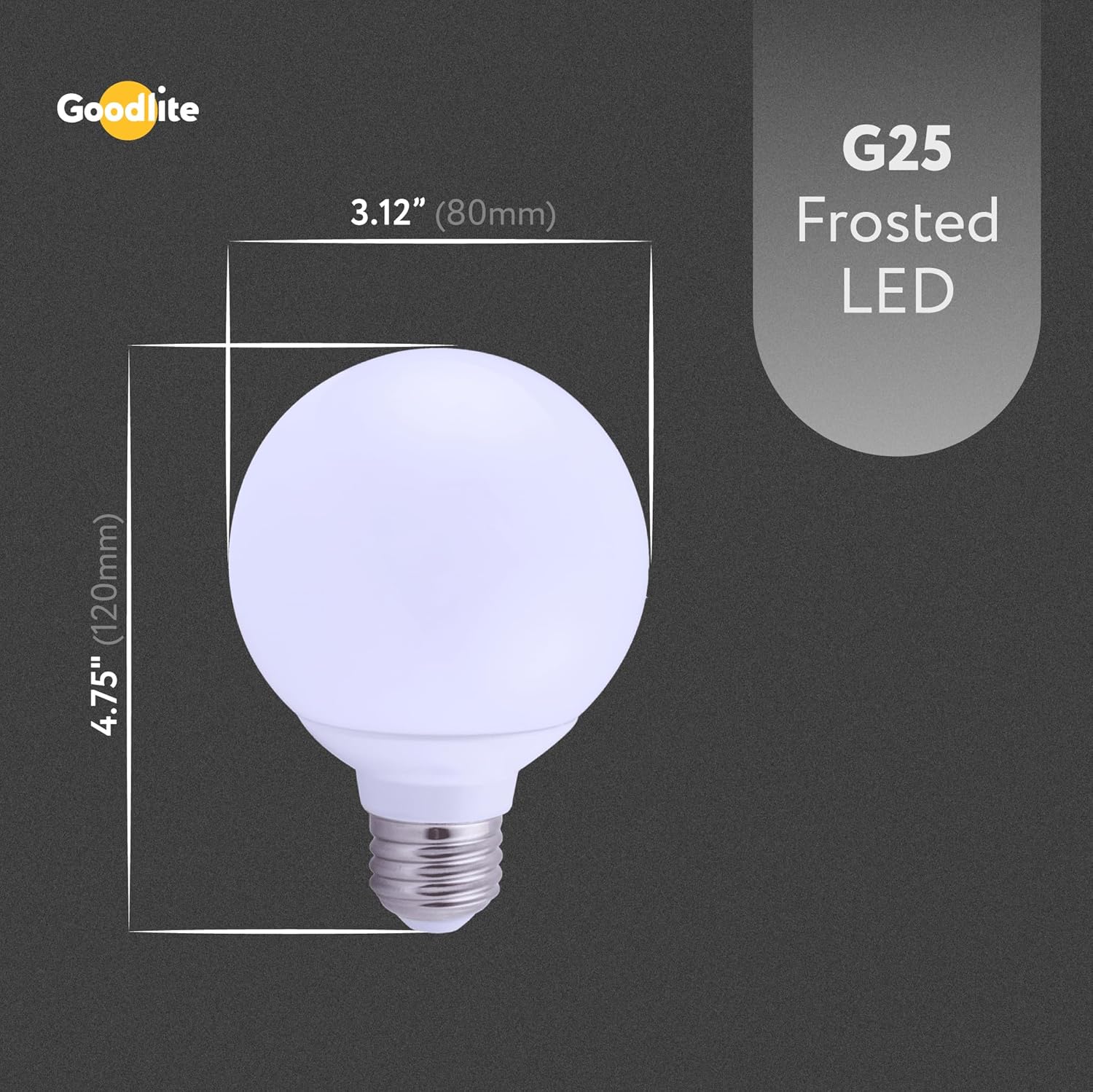 Goodlite G-83376 7W LED G25 Omni Directional 300 Degree Globe Light, 60W Equivalent 550 Lumens Warm White 30K, Dimmable