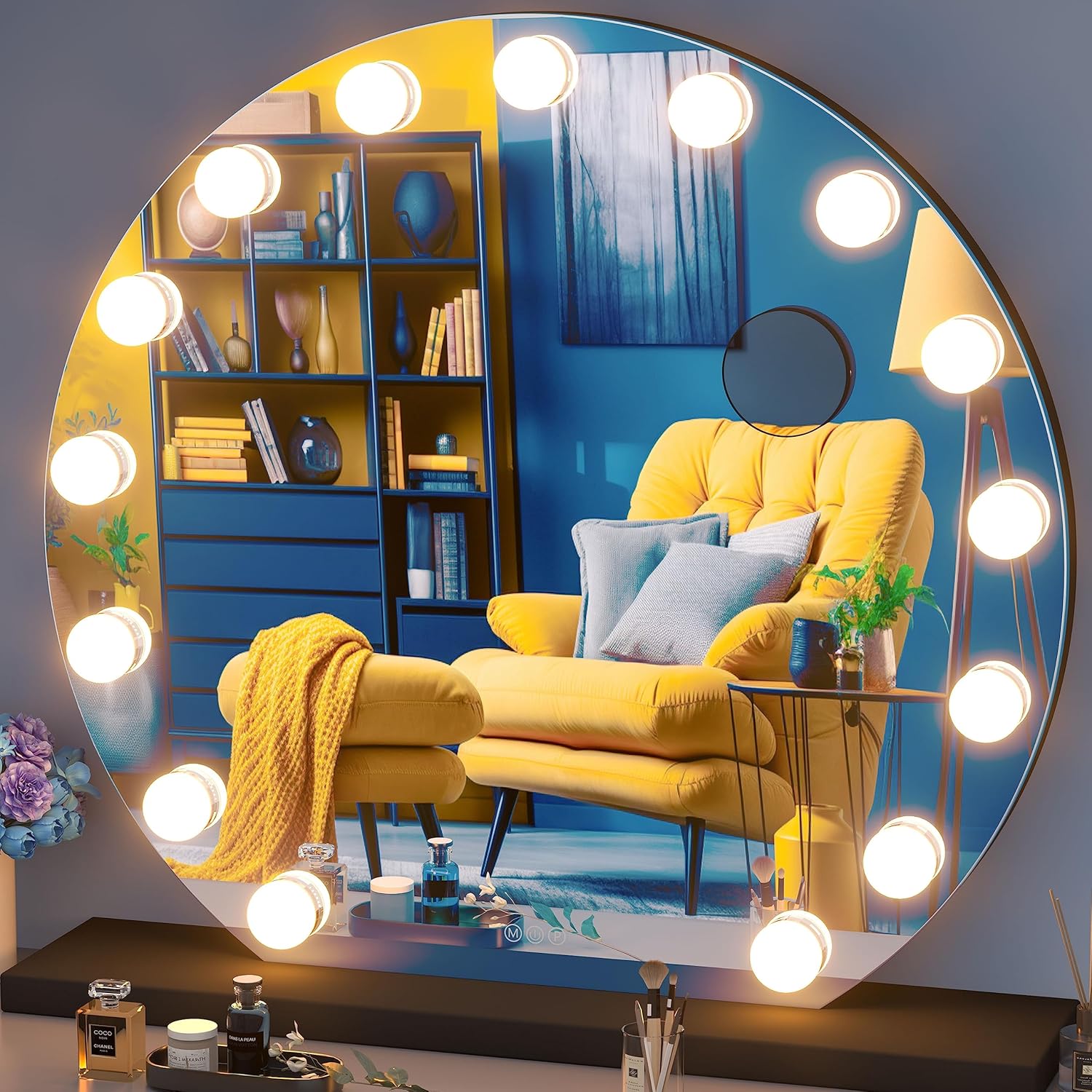 Hasipu Vanity Mirror with Lights, 32" x 28" Makeup Mirror