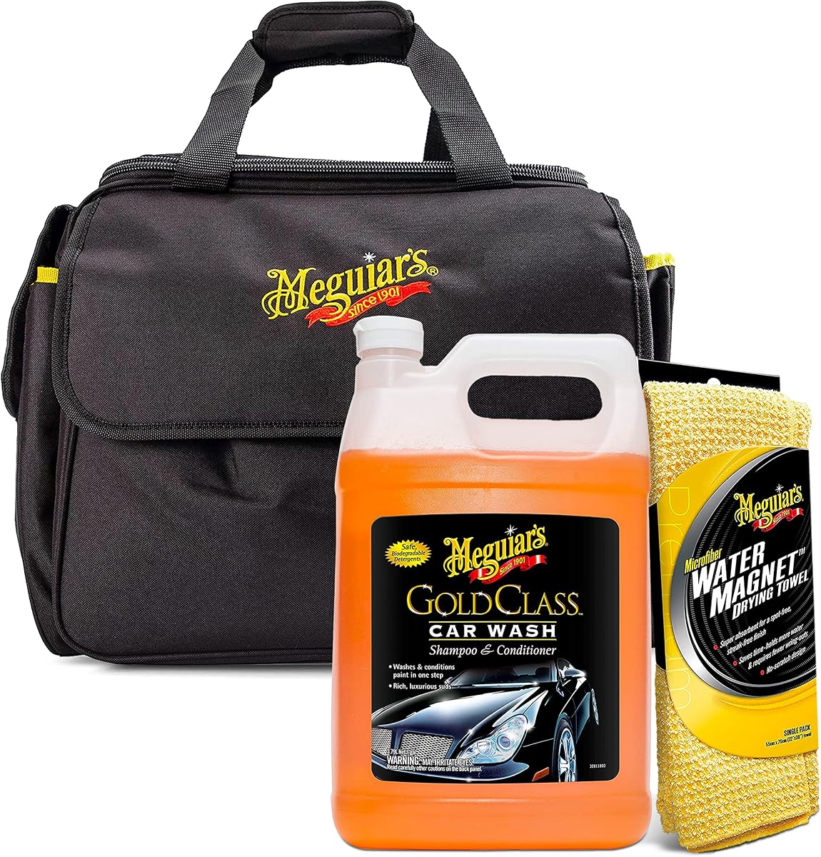 Meguiar's Detailing Bag - Bolsa para automóvil de primera calidad y organizador de suministros para detalles - Portátil para todos sus suministros favoritos, negro