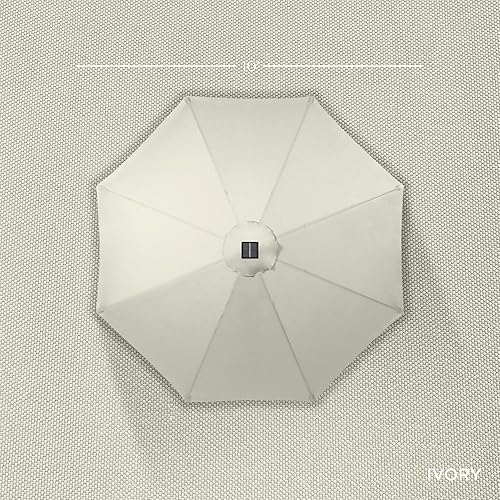 Vista 182 de Best Choice Products - Sombrilla solar de 7.5 pies para exteriores, patio, mesa, mercado, terraza, piscina con inclinación, manivela, luces LED