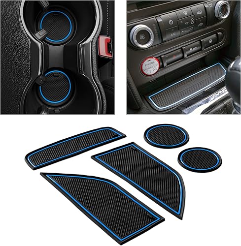 CupHolderHero Accesorios para Ford Mustang 2015-2023 Premium Custom Interior Antipolvo Inserciones para portavasos de consola central, forros de