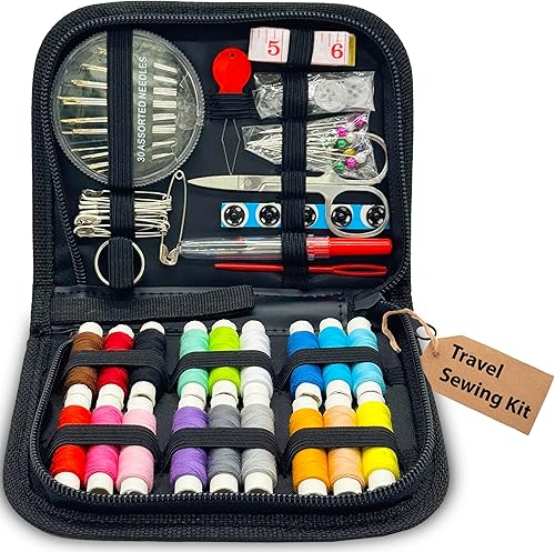 Miniatura 18 de Kit de costura fácil de usar para adultos y niños, kit de aguja e hilo con suministros de costura y accesorios para fijar botones y reparaciones