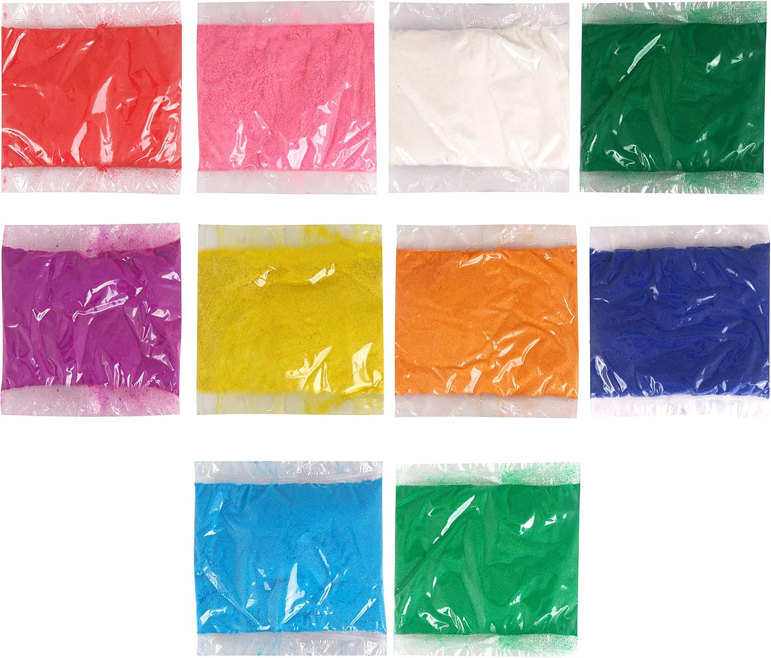 SATVIK - Pack of 10 - Shades Rangoli Color Powder Pouch Set with Glitter | Decorative Stone Powder for Art & Home Décor | Easy to Store | No Gulal | Festival Floor Art Kit