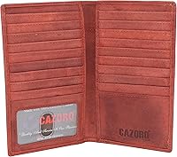 Vista 1 de Cartera larga de piel vintage con bloqueo RFID para tarjeta de crédito, Rojo -, Doble largo