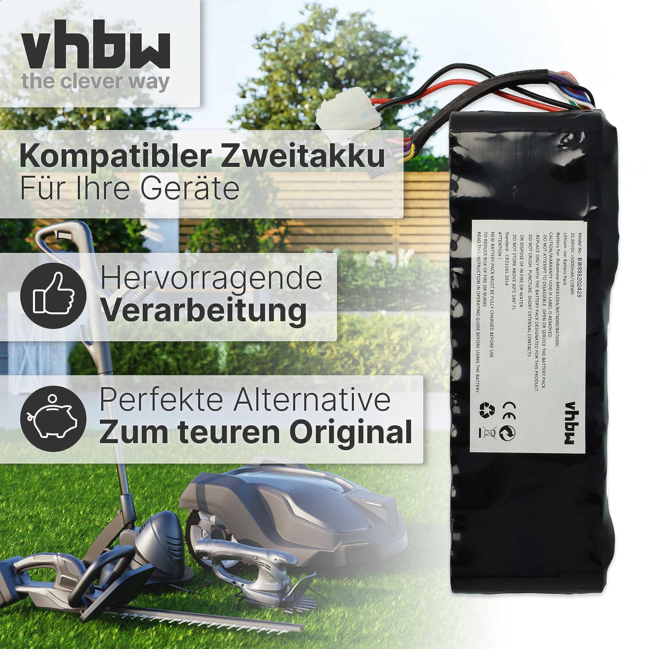 vhbw Bateria kompatybilna z kosiarką Wolf Garten Expert Robo Scooter 1800 (5000 mAh, 25,6 V, LiFePO4)