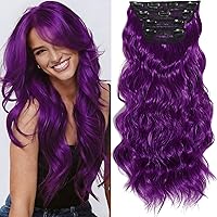 Vista 14 de Extensiones de cabello negro con clip, 4 piezas de cabello sintético natural suave y ondulado con clip, extensiones de cabello sintético rizado