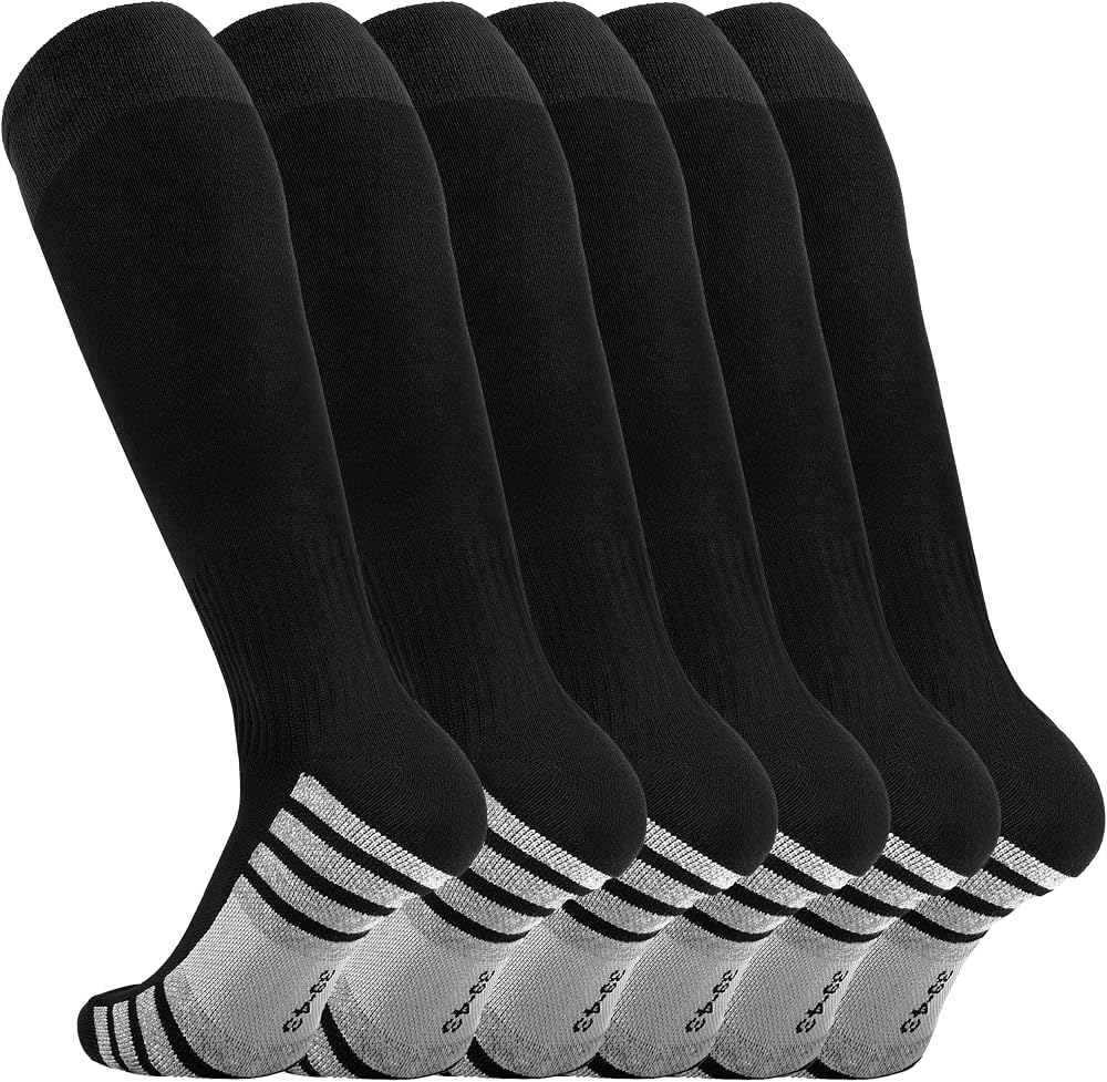 3 pares de calcetines de béisbol para hombre, calcetines de fútbol para jóvenes, equipo deportivo, hasta la rodilla, cojín, calcetín de fútbol de Softball