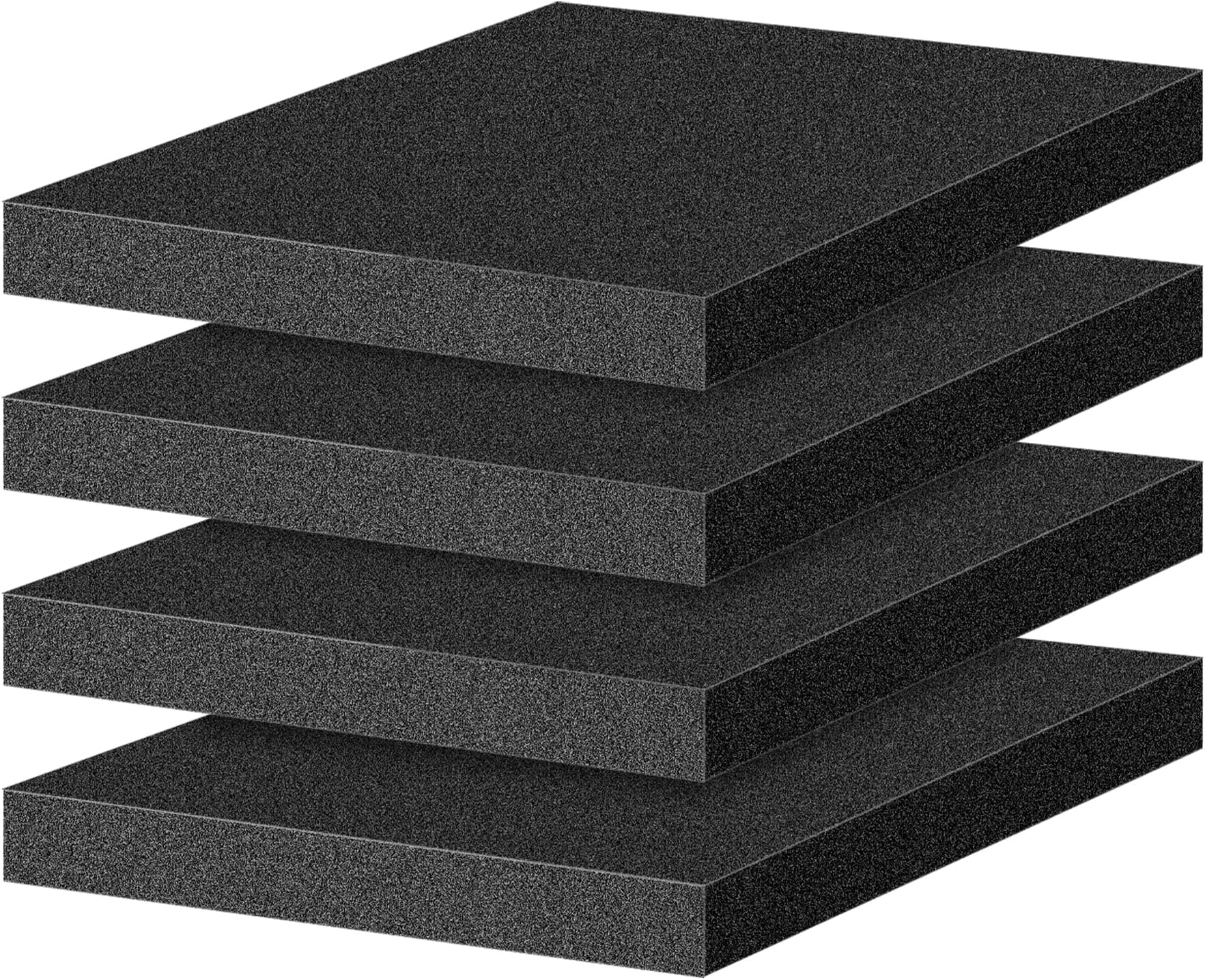 ToLanbbt Polyurethane Foam Sheets, 4P 12 x 12 x 1 Inch Cuttable Tool Box Case Foam Inserts Paddings, Black Cushion Foam Packing Pads for Case Toolbox Game Box Craft Camera Storage