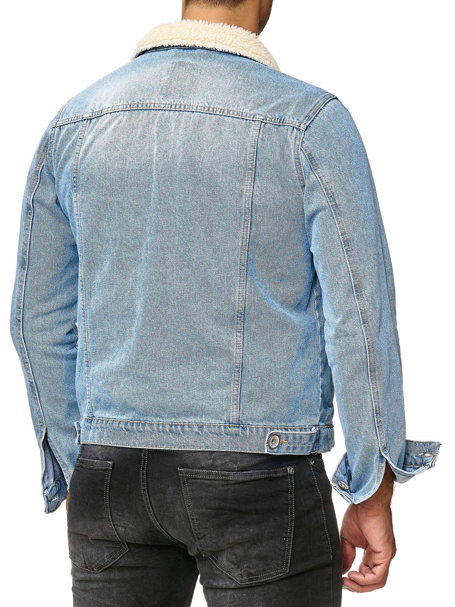 RED BRIDGE Chaqueta Manga Larga de Jean Vintage para Hombres Sherpa Piel Denim Jacket