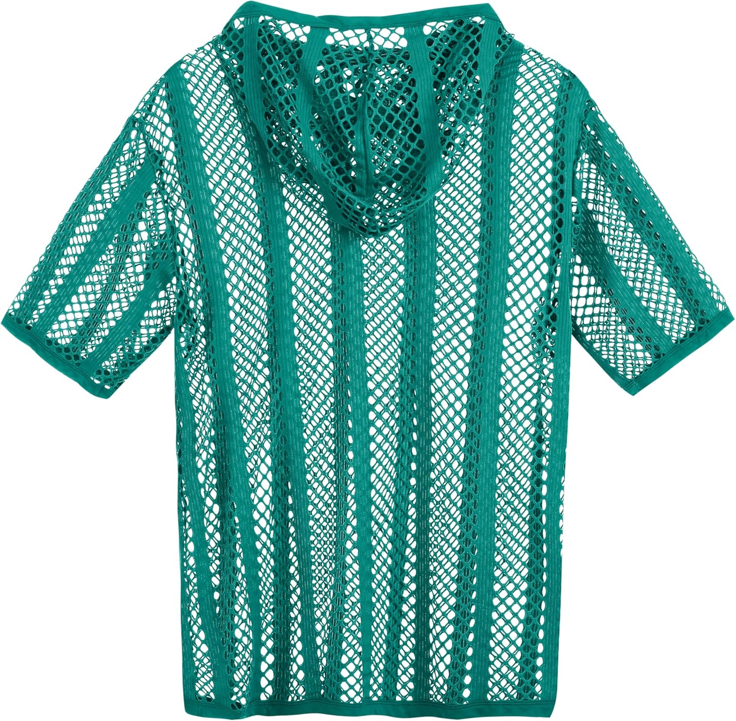 Men's Sexy See Through Fishnet Hoodies Short Sleeve T-Shirt Sheer Mesh Pullover - Image 8