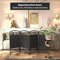 Vista 2 de Red Lantern Pantalla plegable de tejido de fibra corta de 3 pies - Negro - 4 paneles