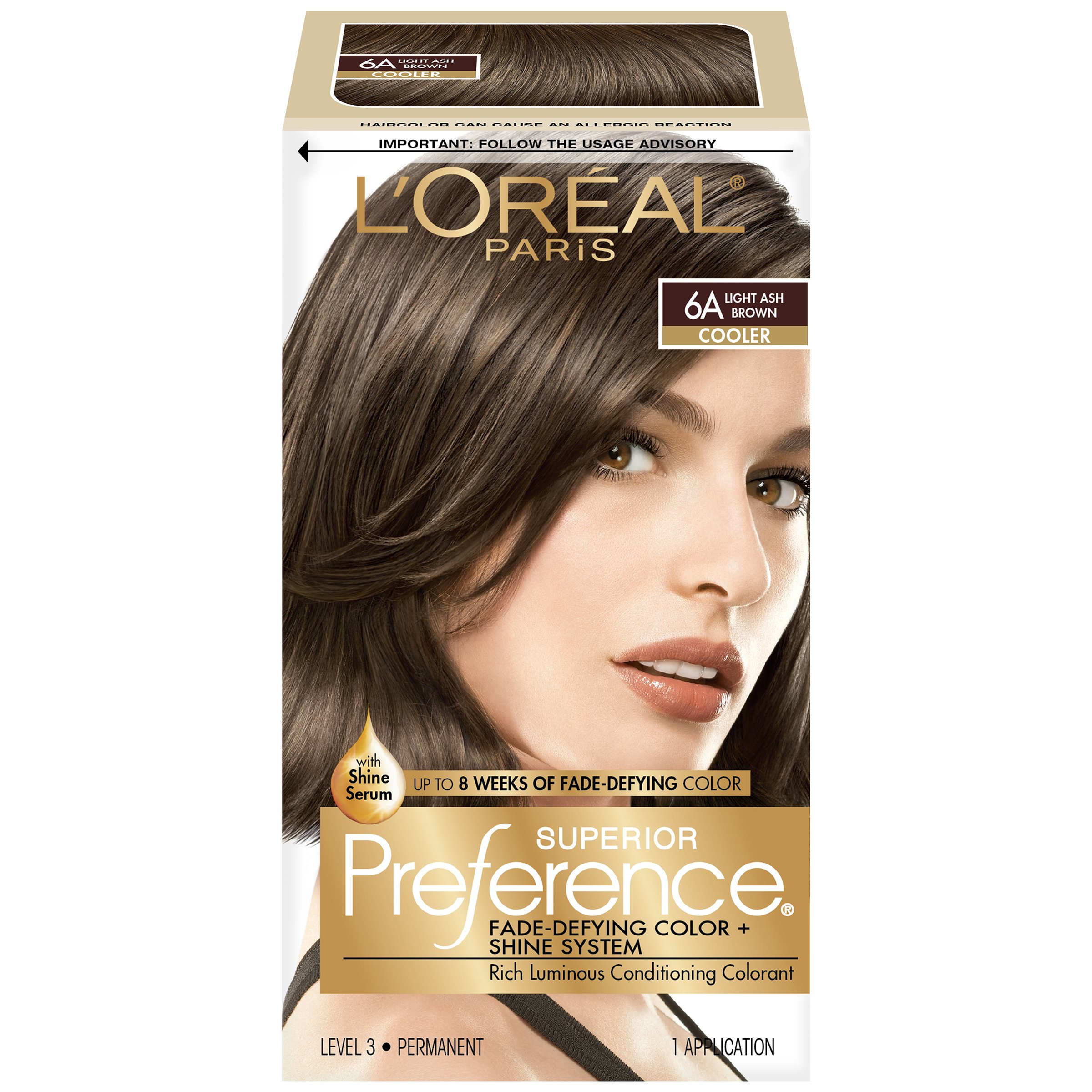 L'Oreal Paris Superior Preference Fade-Defying Color + Shine System, 6A Light Ash Brown(Packaging May Vary)