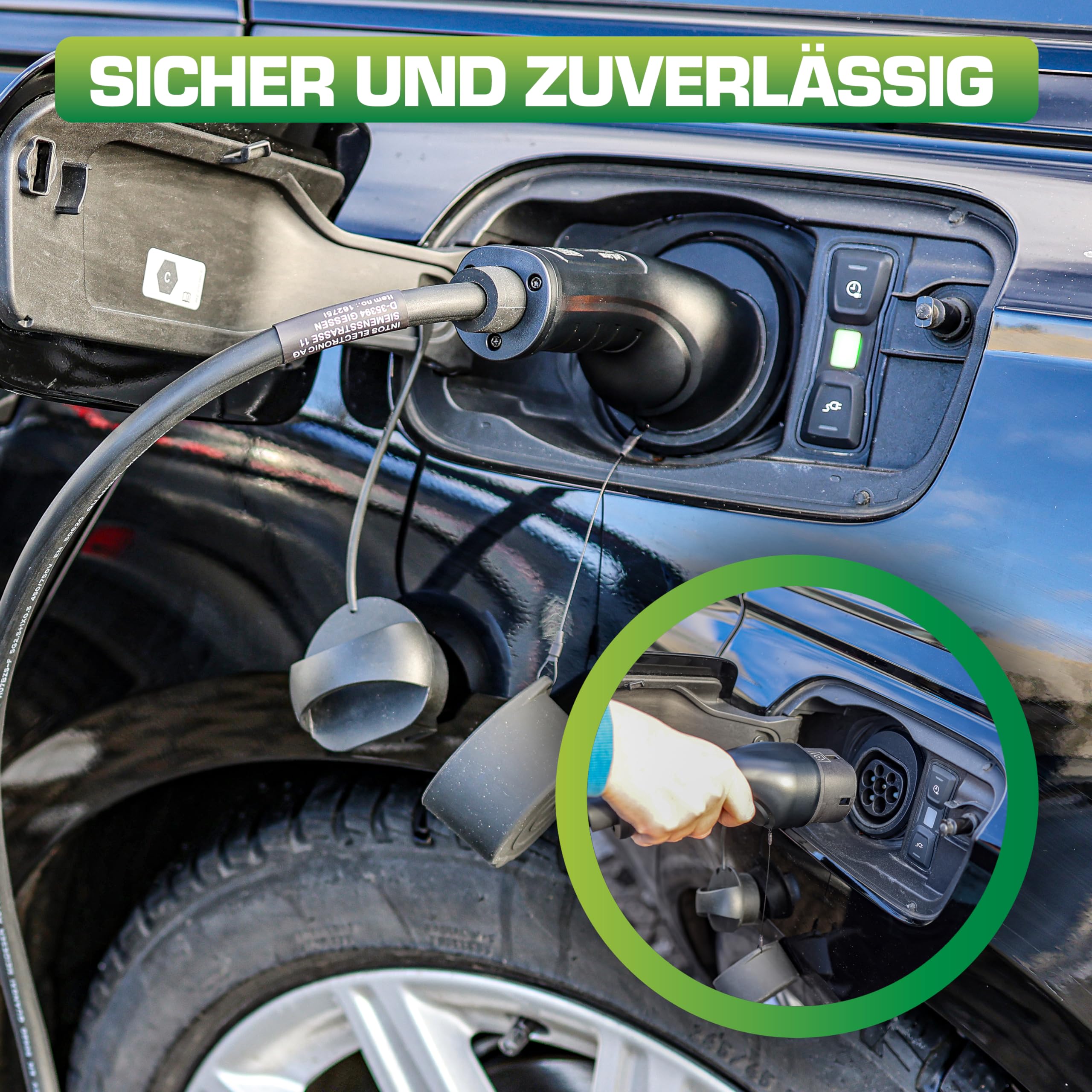 Inline 16277I - Cable de Carga para Coche eléctrico (7,5 m, Tipo 2 EN 62196, Incluye Bolsa de Almacenamiento, 11 kW máx./7,4 KW/3,7 KW, 16 A, 3 Fases, Compatible con Modelos como i3, IX, ID.3, ID.4