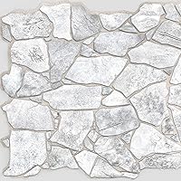 Vista 2 de Dundee Deco Panel de pared 3D de PVC de piedra sintética blanca y gris, 3.2 pies x 2.1 pies (38.6 in x 24.8 in), decoración de paneles de pared