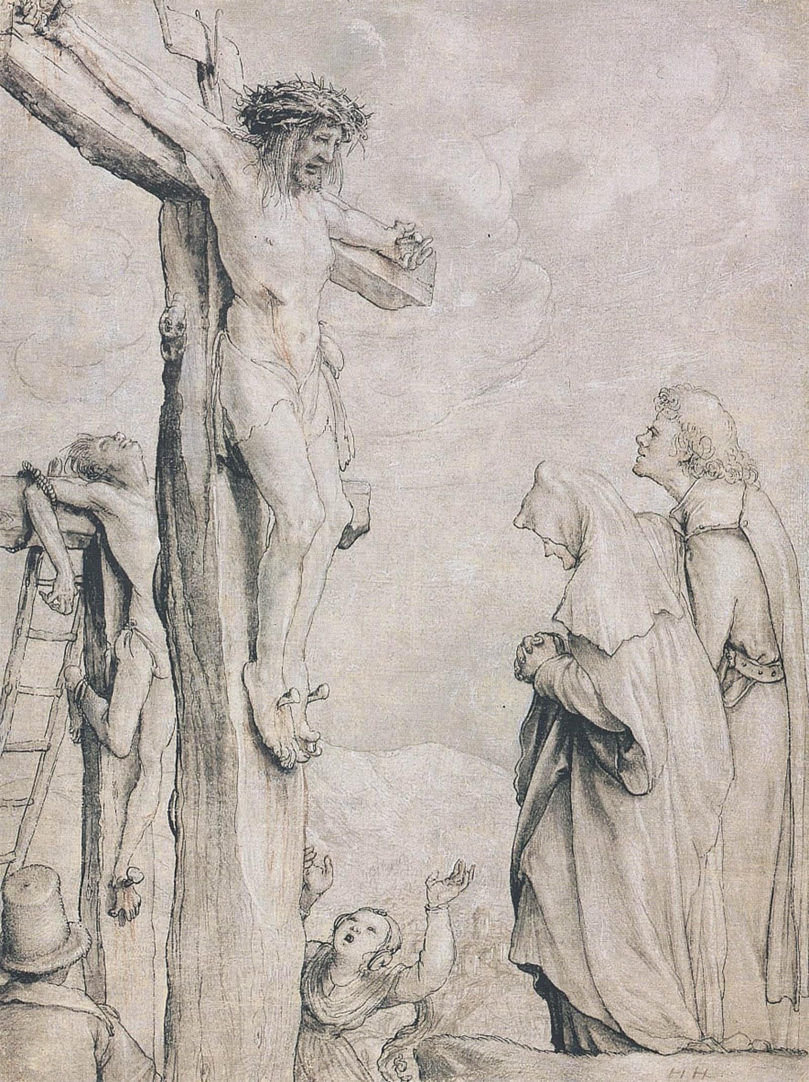 SERENDIPITP Abstract Painting Mural Print Picture Wall Decor Painting Christ on the Cross by Hans Holbein Der Jüngere Vintage Wall Artwork for Home Decor 60x90cm