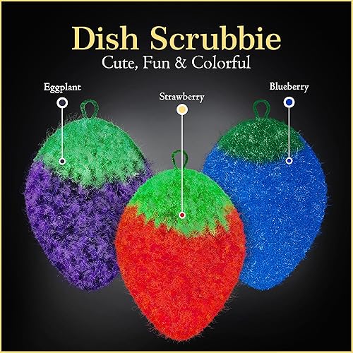 Miniatura 2 de Fun - Esponja de cocina con forma de fruta para lavar platos, esponjas reutilizables para fregar, limpiar, lavar platos, esponjas sin olor, para