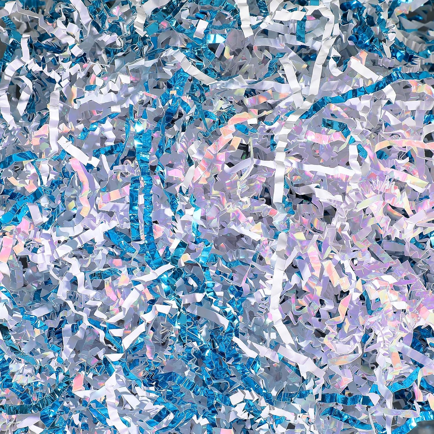 GliCraft 2lb Blue White Iridescent Crinkle Paper Shred Filler