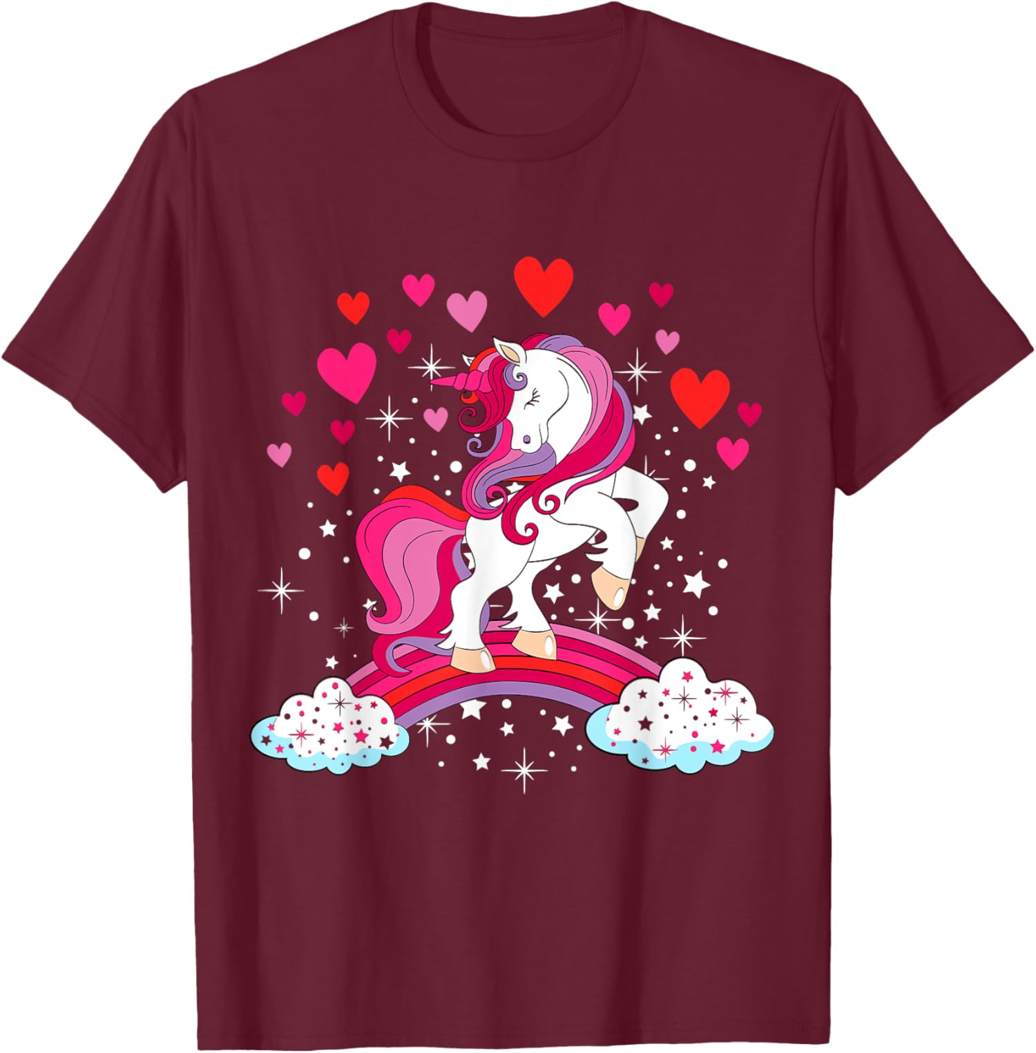 Unicorn Valentines Day Love Heart Rainbow Unisex T-Shirt - Picture 7 of 14