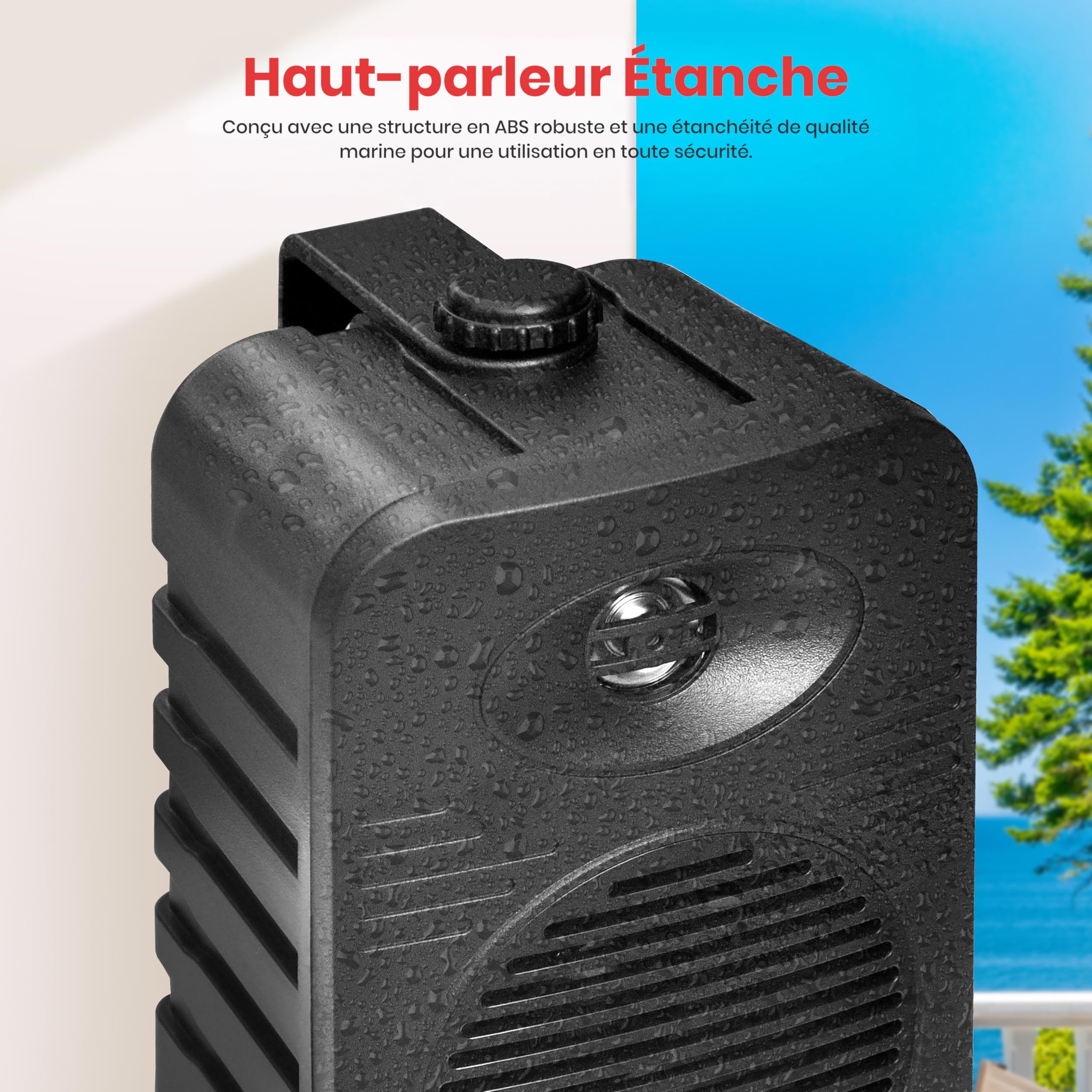 Pyle Paire d’Enceintes Intérieur/Extérieur – Système Audio Étanche 2 Voies 102 mm, 300 Watts, Tweeter en Polymère Haute Sensibilité 12,7 mm – Noir
