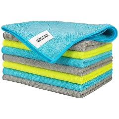 FIXSMITH Microfiber Cleaning Cloth - Pack of 8 Size 12 x 16 in Multi-Functional Cleaning Towels Highly Absorbent