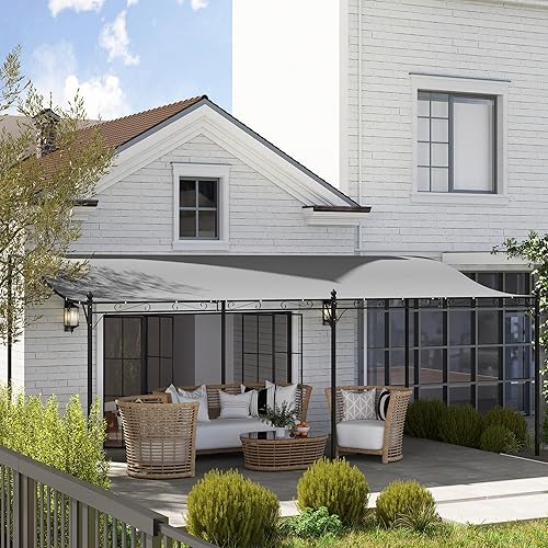 Miniatura 104 de Outsunny Pérgola de aluminio para patio de 10 x 13 pies con toldo retráctil para pérgola, refugio de sombra para porche, fiesta al aire libre, Marrón