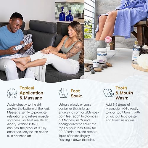 Miniatura 4 de Health and Wisdom Aceite tópico de magnesio con aloe vera, aceite de magnesio puro, aceite de magnesio para pies, aceite de magnesio transdérmico