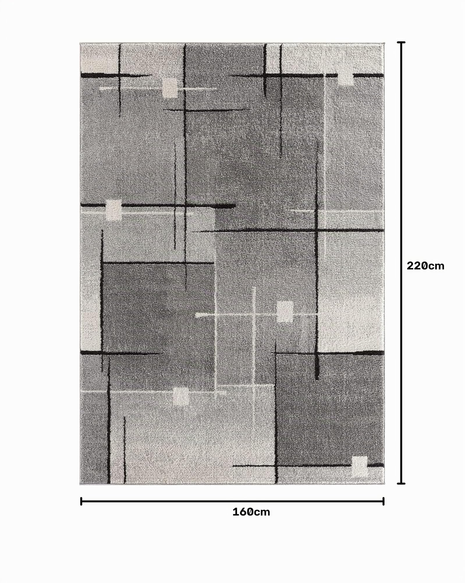 the carpet Pearl - Alfombra Moderna de Pelo Corto denso para salón Dormitorio, Corte de Contorno, patrón geométrico, patrón Ondulado, Gris, 160 x 220 cm