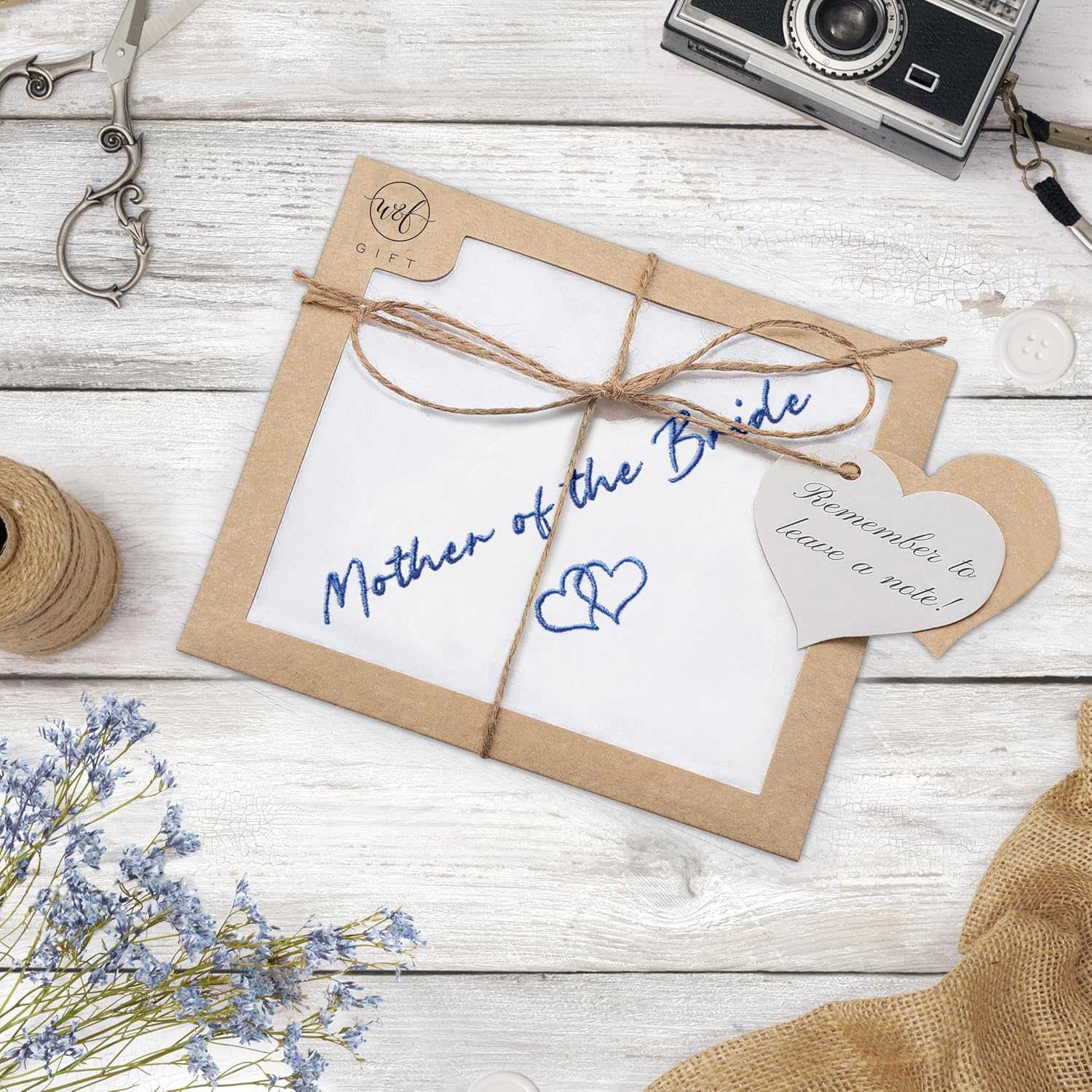 W&F GIFT Handkerchief - 12" x 12" - Something Blue for Bride on Wedding Day - Bridal Weddings Hankie - Image 4