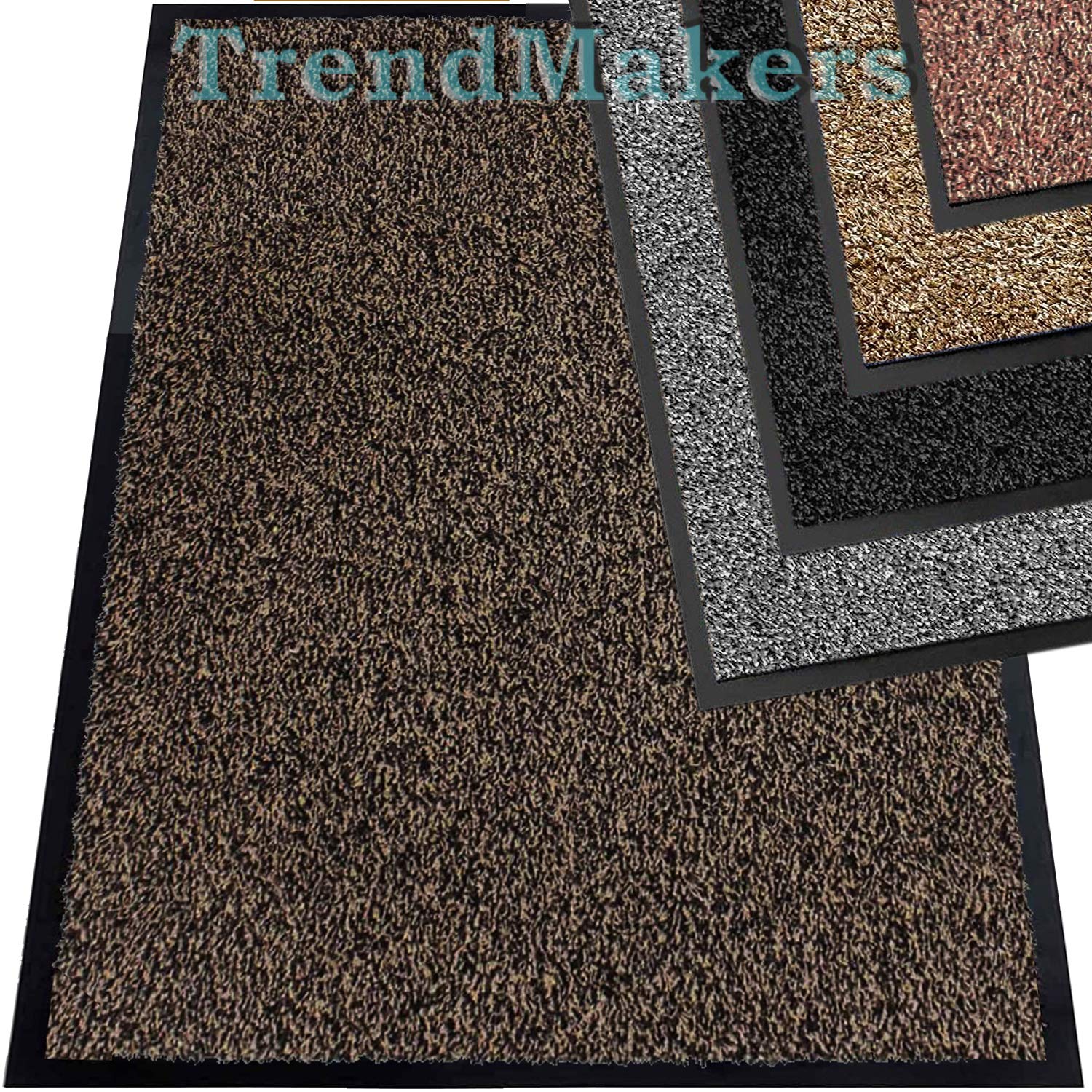 TrendMakers Heavy Duty Dirt Trapper Door Mats | Soft Cotton Barrier Mats Non-Slip Dirt Catcher | Home, Office, Kitchen, Carpets - 15 Sizes - - 50cm x 80cm (BROWN Cotton Fibers) — image 1