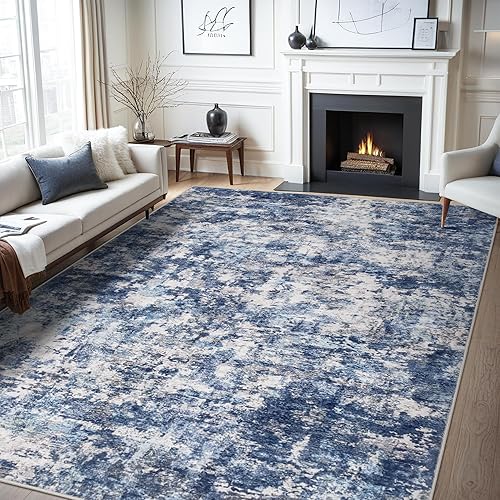 Miniatura 8 de Miukiki Alfombras de área de 8 x 10 pies para sala de estar, antideslizante, lavable, resistente a las manchas, alfombra abstracta moderna de gran